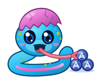 bbsnek, the $FEED mascot, munching ADA coins